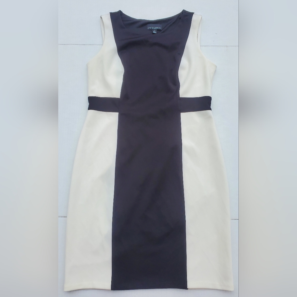 Cynthia Rowley Black and Cream Midi Dress Sz 14